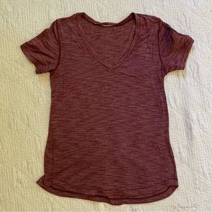 Burgundy lululemon v neck tee